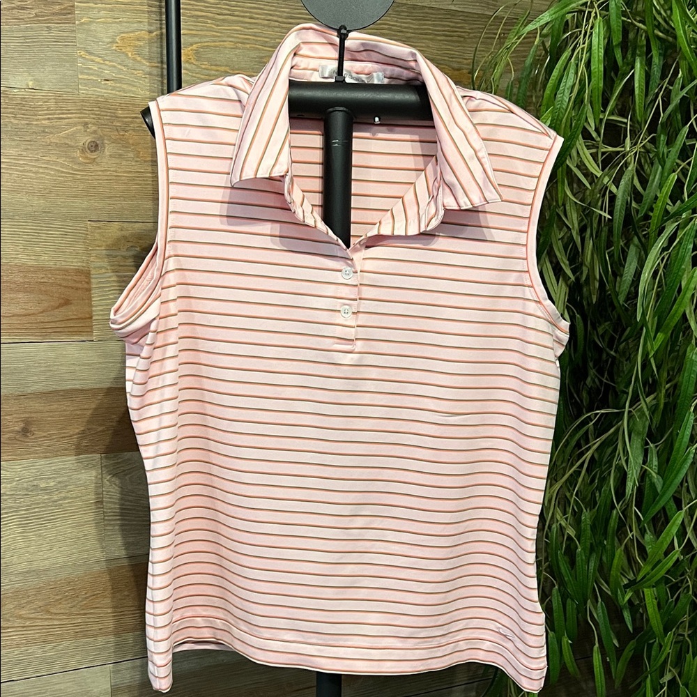 Nike Light Pink Striped Collared Blouse